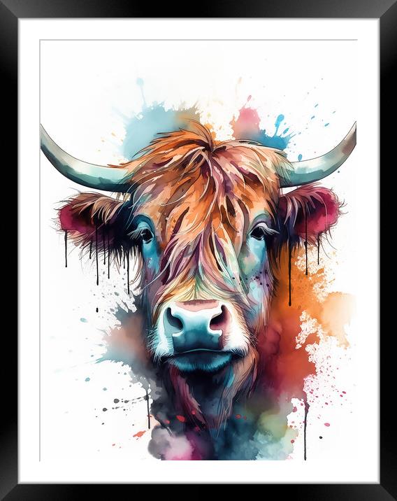 Highland Cow Colours 1 Framed Mounted Print by Picture Wizard