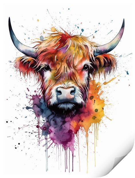 Highland Cow Colours 2 Print by Picture Wizard