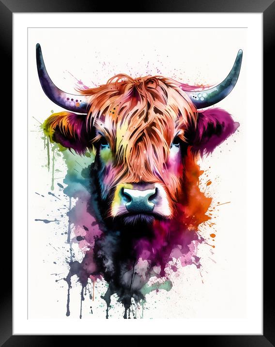 Highland Cow Colours 3 Framed Mounted Print by Picture Wizard