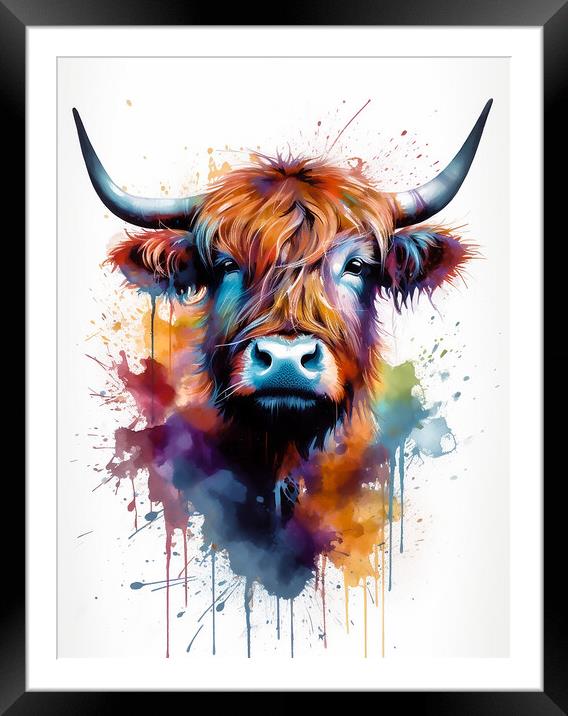 Highland Cow Colours 4 Framed Mounted Print by Picture Wizard