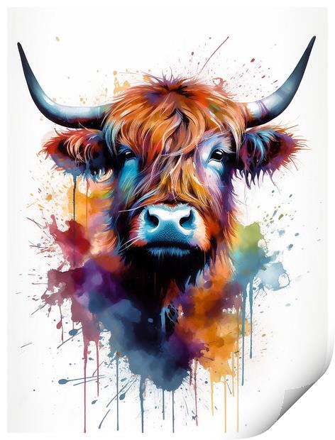 Highland Cow Colours 4 Print by Picture Wizard