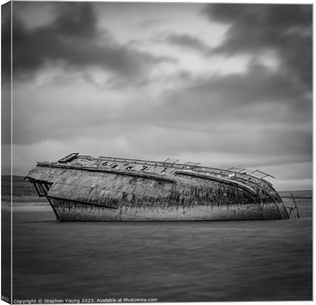 Sunken Ship The Reginald, Scapa Flow, Orkney, Scot Canvas Print by Stephen Young