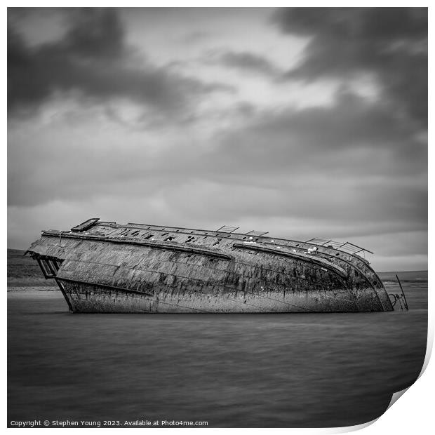 Sunken Ship The Reginald, Scapa Flow, Orkney, Scot Print by Stephen Young