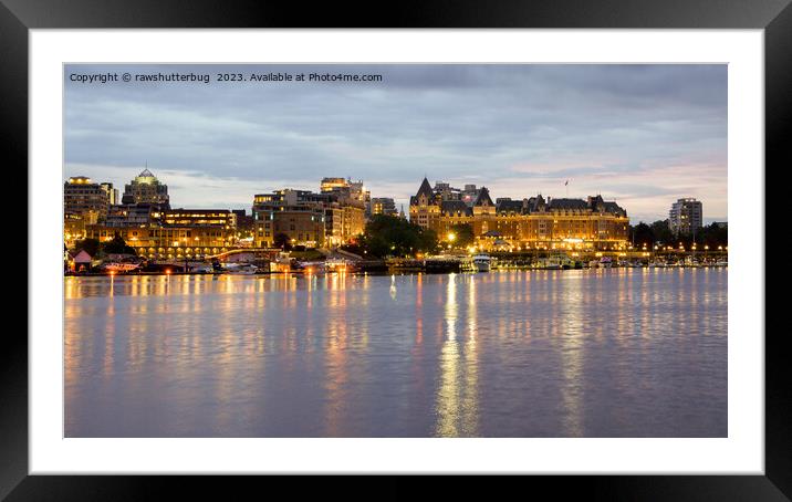 Night Lights of Victoria Harbour Framed Mounted Print by rawshutterbug 