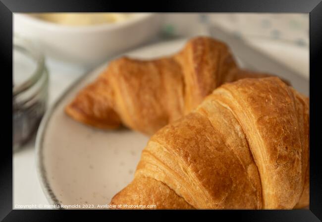 French Breakfast with two fresh Croissants Framed Print by Pamela Reynolds
