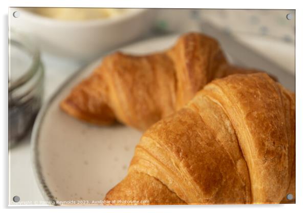 French Breakfast with two fresh Croissants Acrylic by Pamela Reynolds