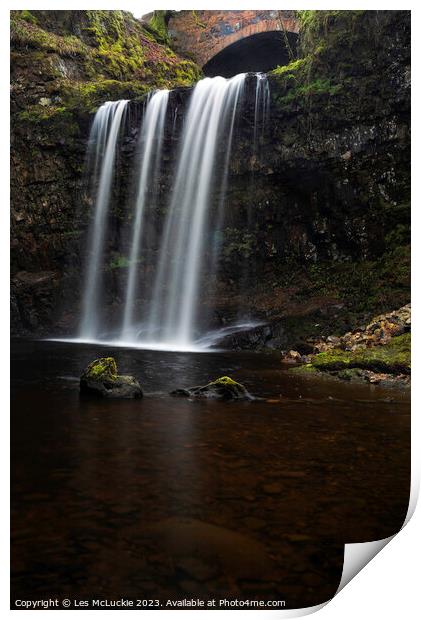 Dalcairney Falls Print by Les McLuckie