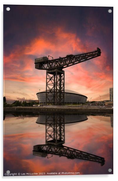 Finnieston Crane Glasgow Acrylic by Les McLuckie