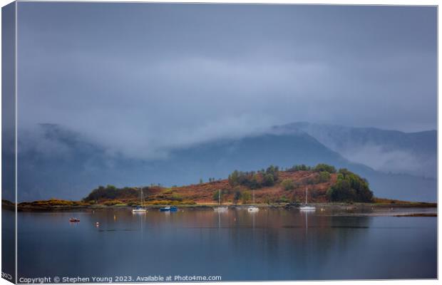 Slumbay Harbour, Lochcarron, West Coast of Scotlan Canvas Print by Stephen Young