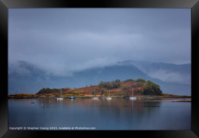 Slumbay Harbour, Lochcarron, West Coast of Scotlan Framed Print by Stephen Young