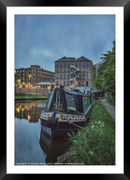 Traditional Barge on Huddersfield Narrow Canal Framed Mounted Print by Richard Perks
