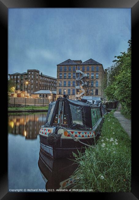 Traditional Barge on Huddersfield Narrow Canal Framed Print by Richard Perks