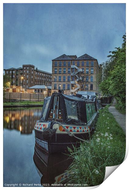 Traditional Barge on Huddersfield Narrow Canal Print by Richard Perks