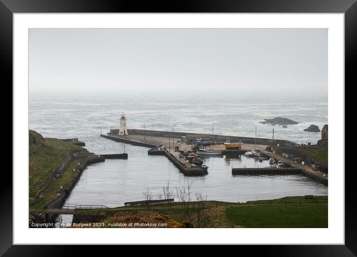 Lybster harbour a port on Scotland very rough sea day, a quite port to visit best in the early summer months  Framed Mounted Print by Holly Burgess