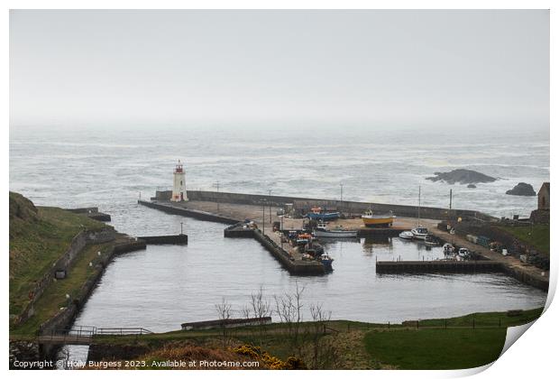Lybster harbour a port on Scotland very rough sea day, a quite port to visit best in the early summer months  Print by Holly Burgess