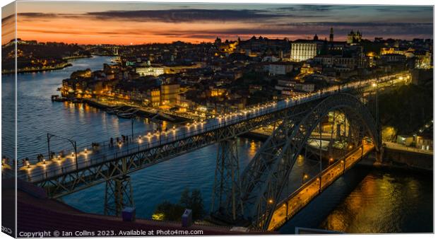 Dom Luis I Bridge Sunset, Porto Canvas Print by Ian Collins