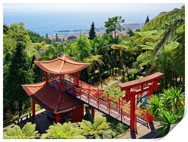 Monte Palace Madeira Tropical Garden Overlooking Funchal Print by Gisela Scheffbuch