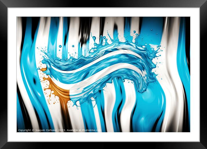 Argentinian flag, drawn with liquid acrylic. Ai generated. Framed Mounted Print by Joaquin Corbalan