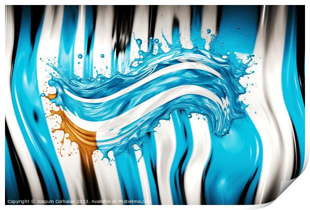 Argentinian flag, drawn with liquid acrylic. Ai generated. Print by Joaquin Corbalan