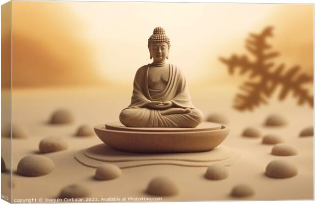 Zen scene, with relaxing stacked stones. Ai generated. Canvas Print by Joaquin Corbalan