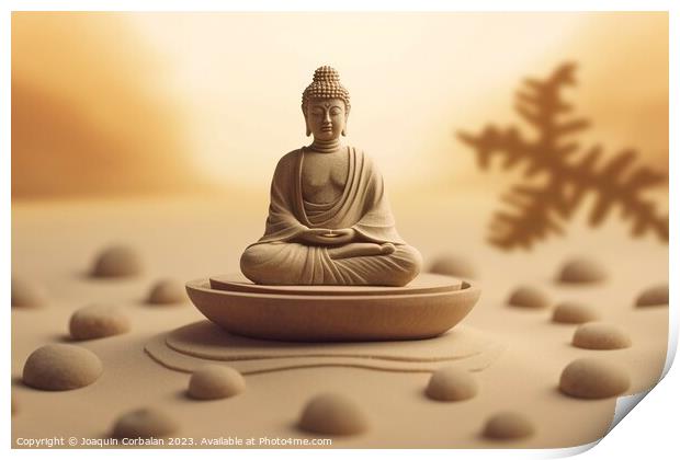Zen scene, with relaxing stacked stones. Ai generated. Print by Joaquin Corbalan
