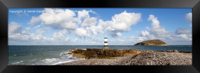 Trwyn Du Lighthouse, Penmon, Anglesey (panoramic) Framed Print by Derek Daniel