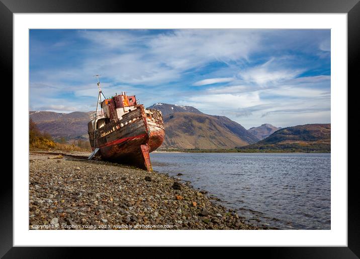 Corpach Wreck, Loch Linnhe, Fort William, Scotland Framed Mounted Print by Stephen Young