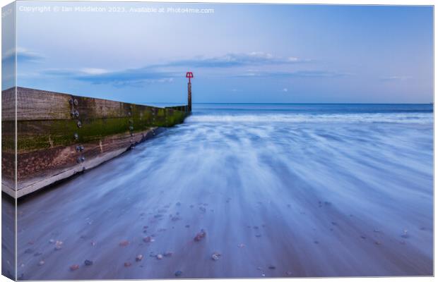 Bournemouth groyne at Sunset Canvas Print by Ian Middleton