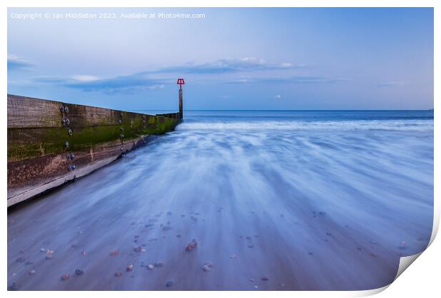 Bournemouth groyne at Sunset Print by Ian Middleton