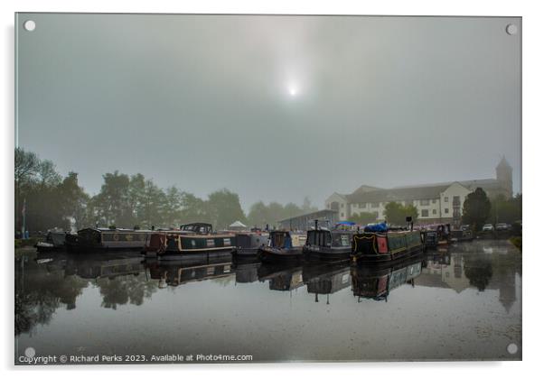 Misty morning on the Leeds - Liverpool canal Acrylic by Richard Perks