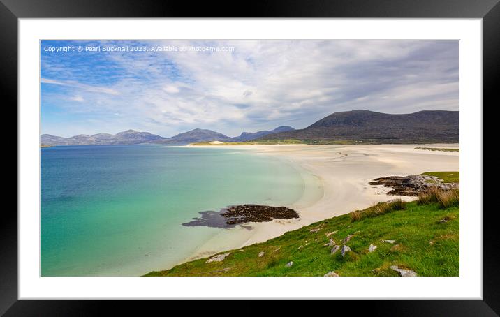 Beautiful Luskentyre Beach Harris Scotland Pano Framed Mounted Print by Pearl Bucknall