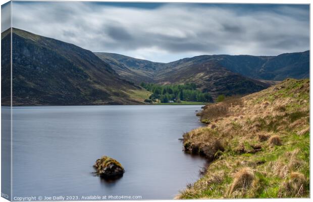 Majestic Mountain and Serene Waters of Loch Lee Canvas Print by Joe Dailly