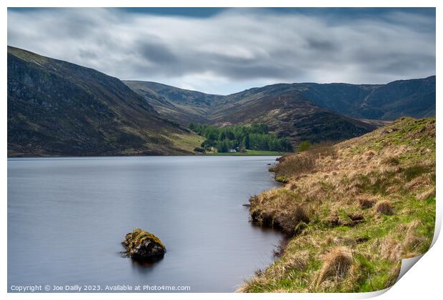 Majestic Mountain and Serene Waters of Loch Lee Print by Joe Dailly