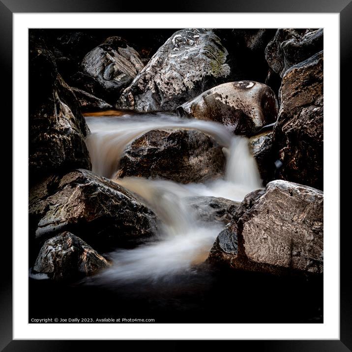 Majestic Waterfall close up in Glen Esk Framed Mounted Print by Joe Dailly