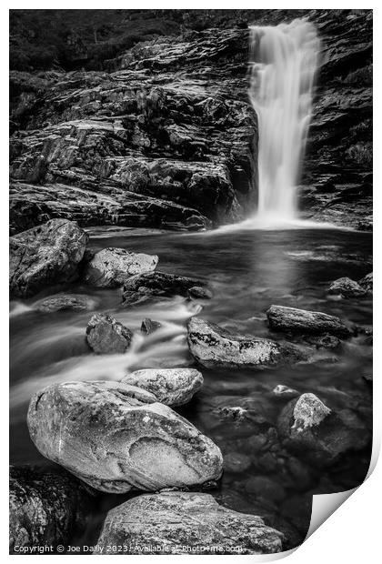 Majestic waterfall surrounded by rocky terrain Print by Joe Dailly