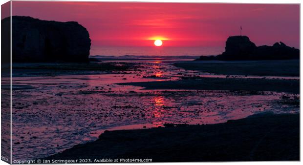 Perranporth Sunset Canvas Print by Ian Scrimgeour