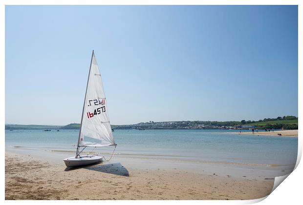 Sailing on Rock Beach Padstow Cornwall Print by kathy white