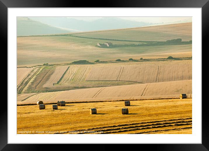 Harvest on the Downs Framed Mounted Print by Slawek Staszczuk