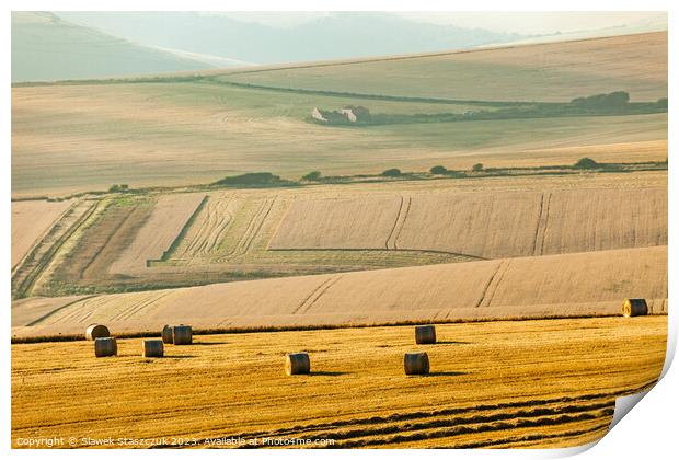 Harvest on the Downs Print by Slawek Staszczuk