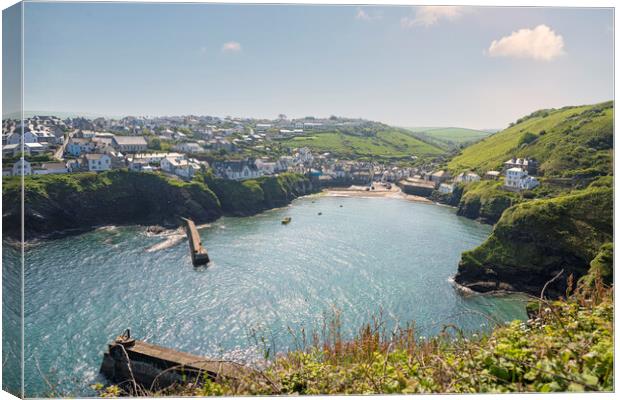Port Isaac Harbour Canvas Print by kathy white