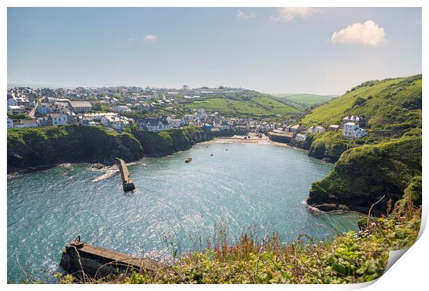 Port Isaac Harbour Print by kathy white