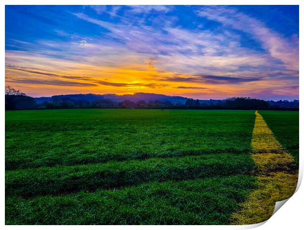 Majestic Sunrise over Rivey Hill Print by Simon Hill