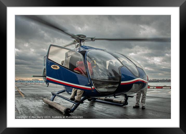 New York helicopter Framed Mounted Print by Paul Berry