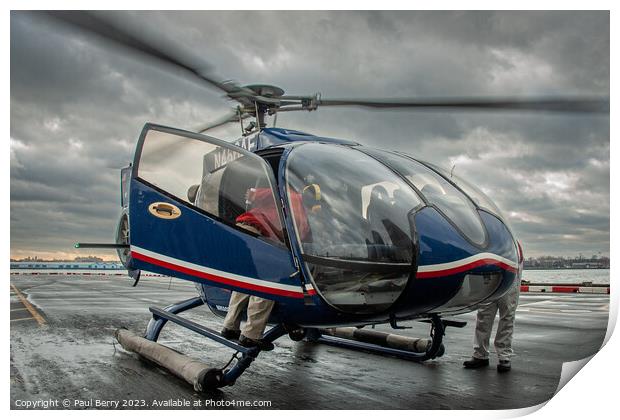 New York helicopter Print by Paul Berry