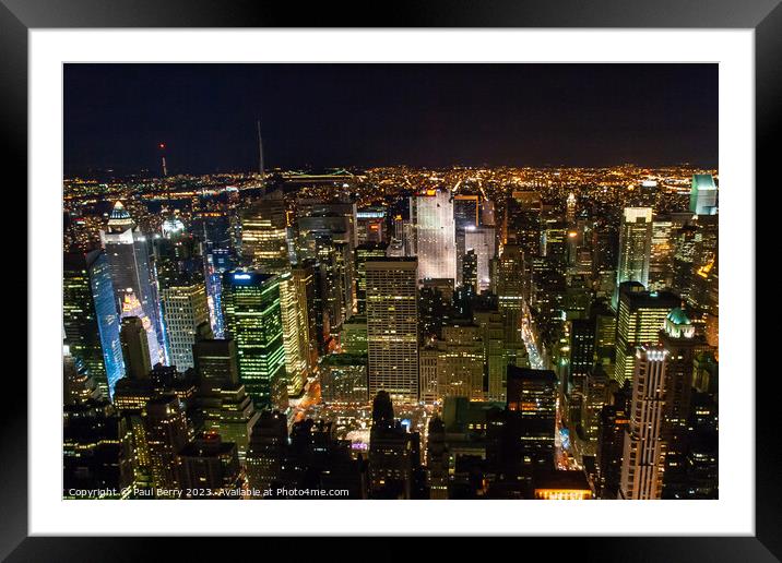 New York City night time Framed Mounted Print by Paul Berry