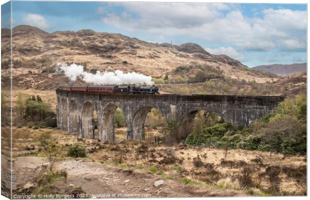 Harry Potter train on the rail in scotland Hogswort  Canvas Print by Holly Burgess