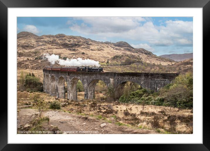 Harry Potter train on the rail in scotland Hogswort  Framed Mounted Print by Holly Burgess