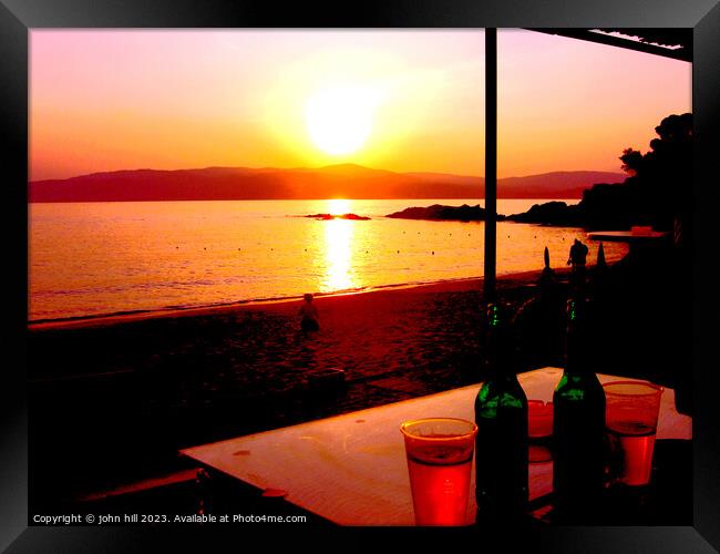 Basking in the Fiery Glory of Agia Eleni Beach Sun Framed Print by john hill