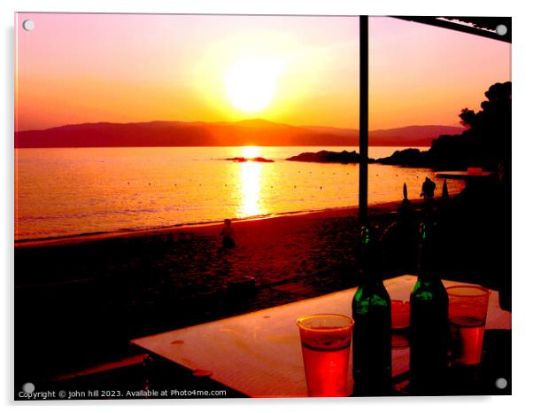 Basking in the Fiery Glory of Agia Eleni Beach Sun Acrylic by john hill