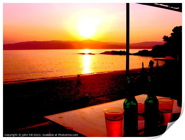 Basking in the Fiery Glory of Agia Eleni Beach Sun Print by john hill